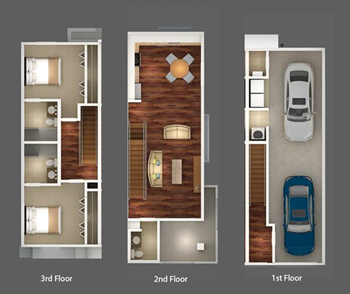 3-Story townhome floorplan